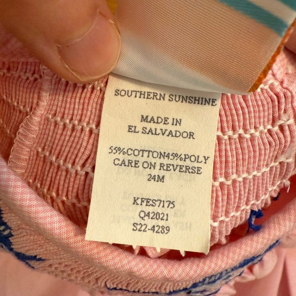 Southern Sunshine The Swordfish Smocked Light Pink Gingham Bishop Dress NWT - Picture 6 of 10